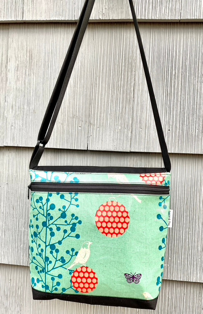 Tall Messenger Bag in Bird with Butterfly