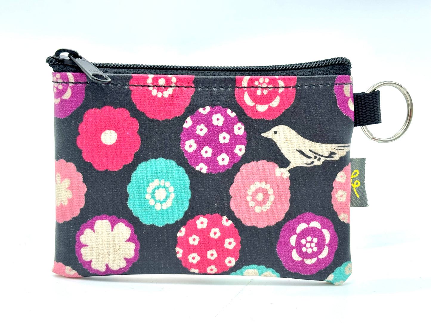 Coin Purse in Dark Plum bird print