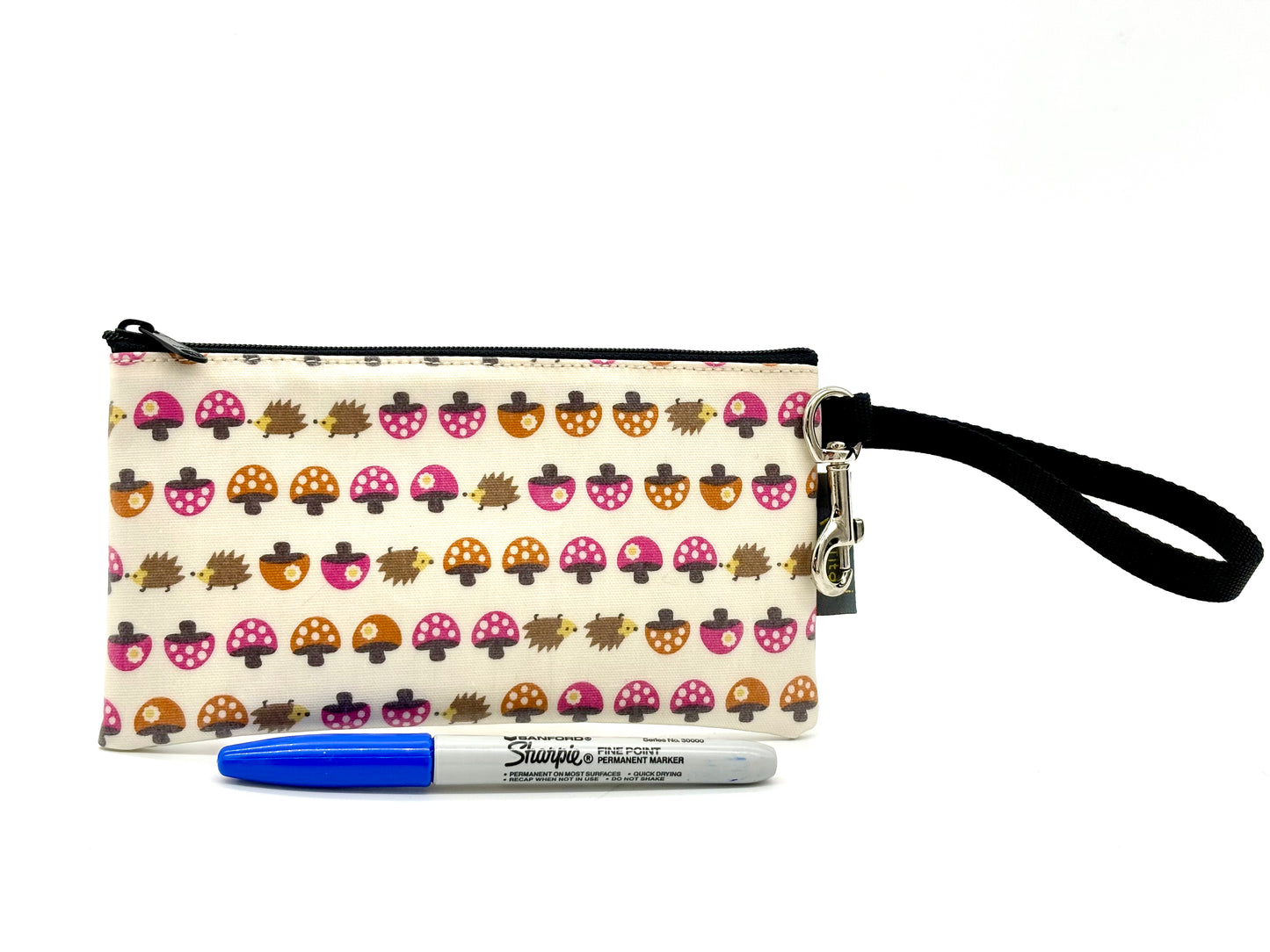 Small Wristlet in Mushroom and Hedgehog