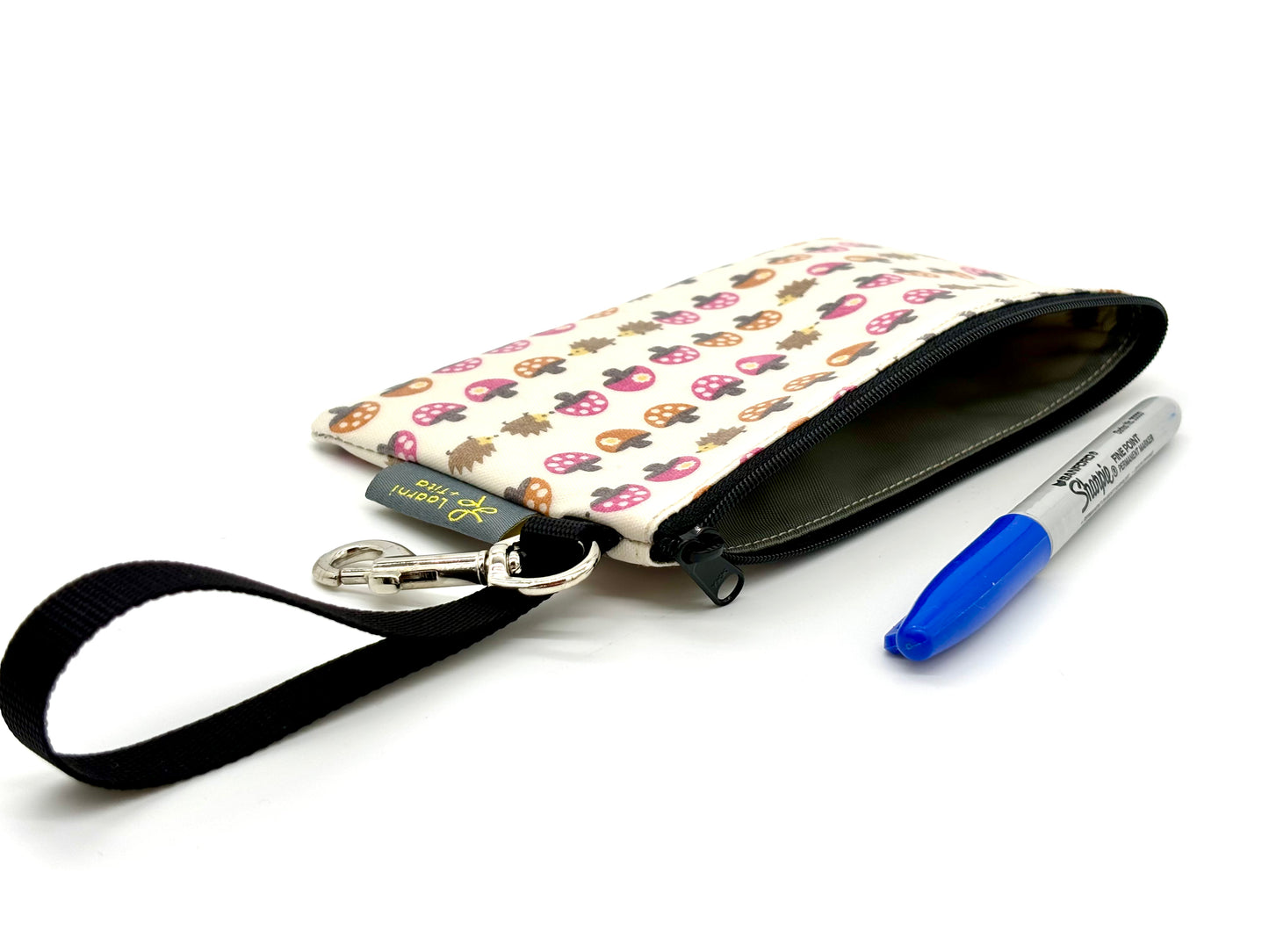 Small Wristlet in Mushroom and Hedgehog