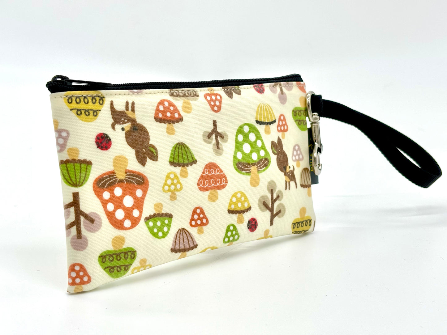 Small Wristlet in Green Mushrooms