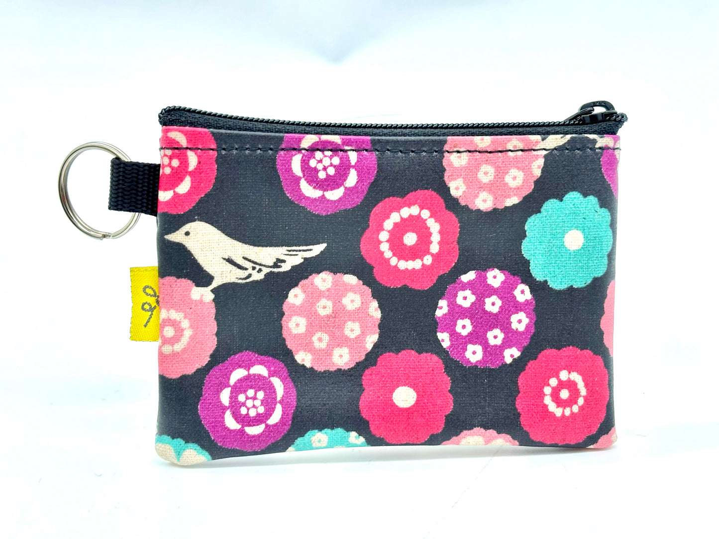 Coin Purse in Dark Plum bird print