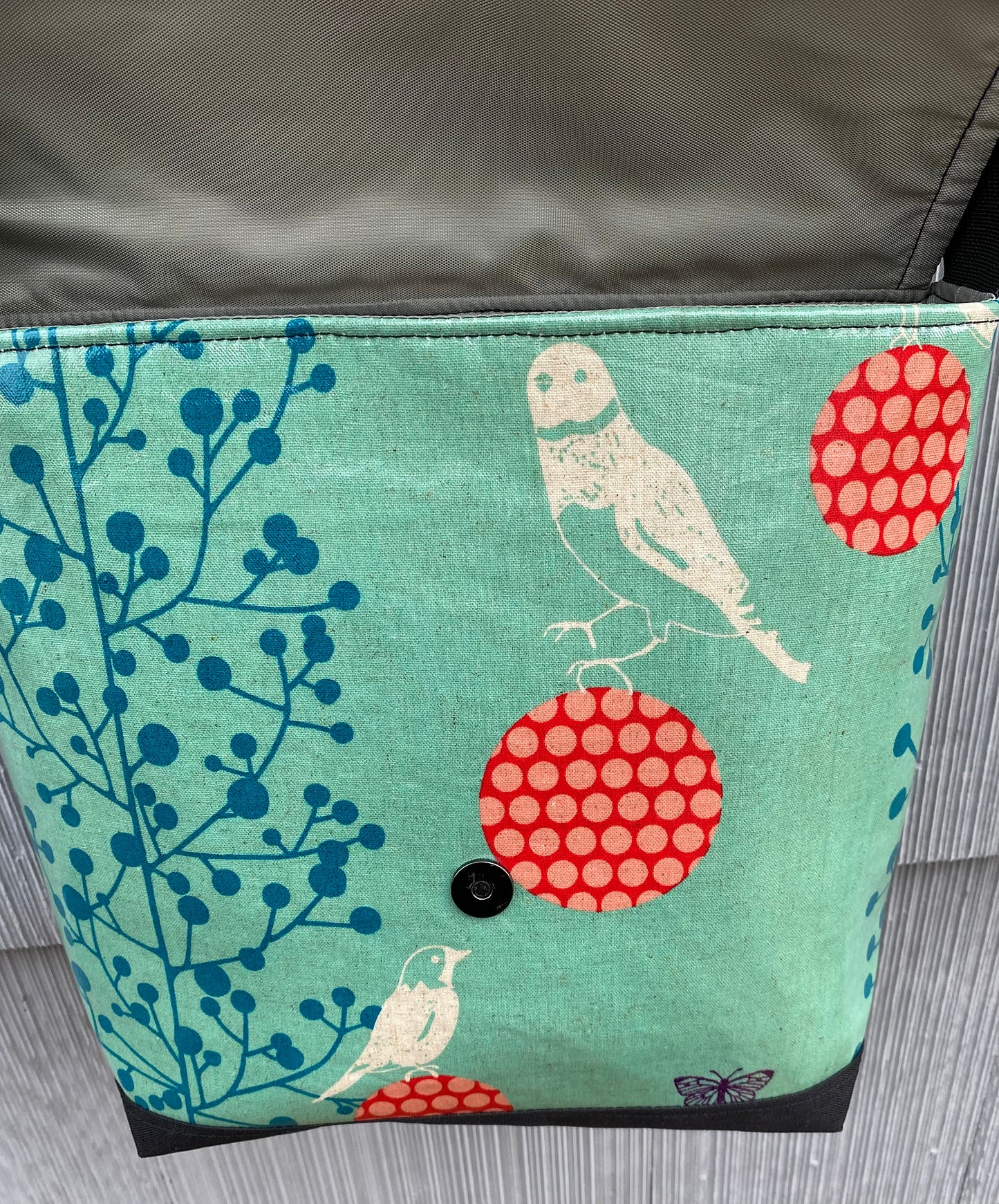 Tall Messenger Bag in Bird with Butterfly