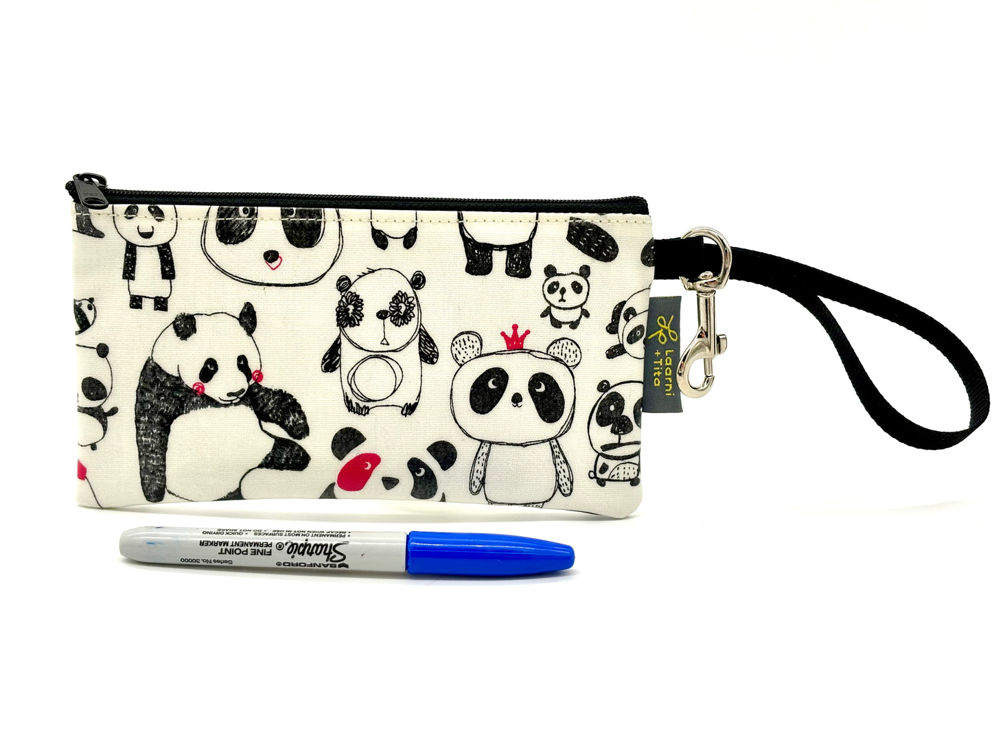 Small Wristlet in Cute Pandas