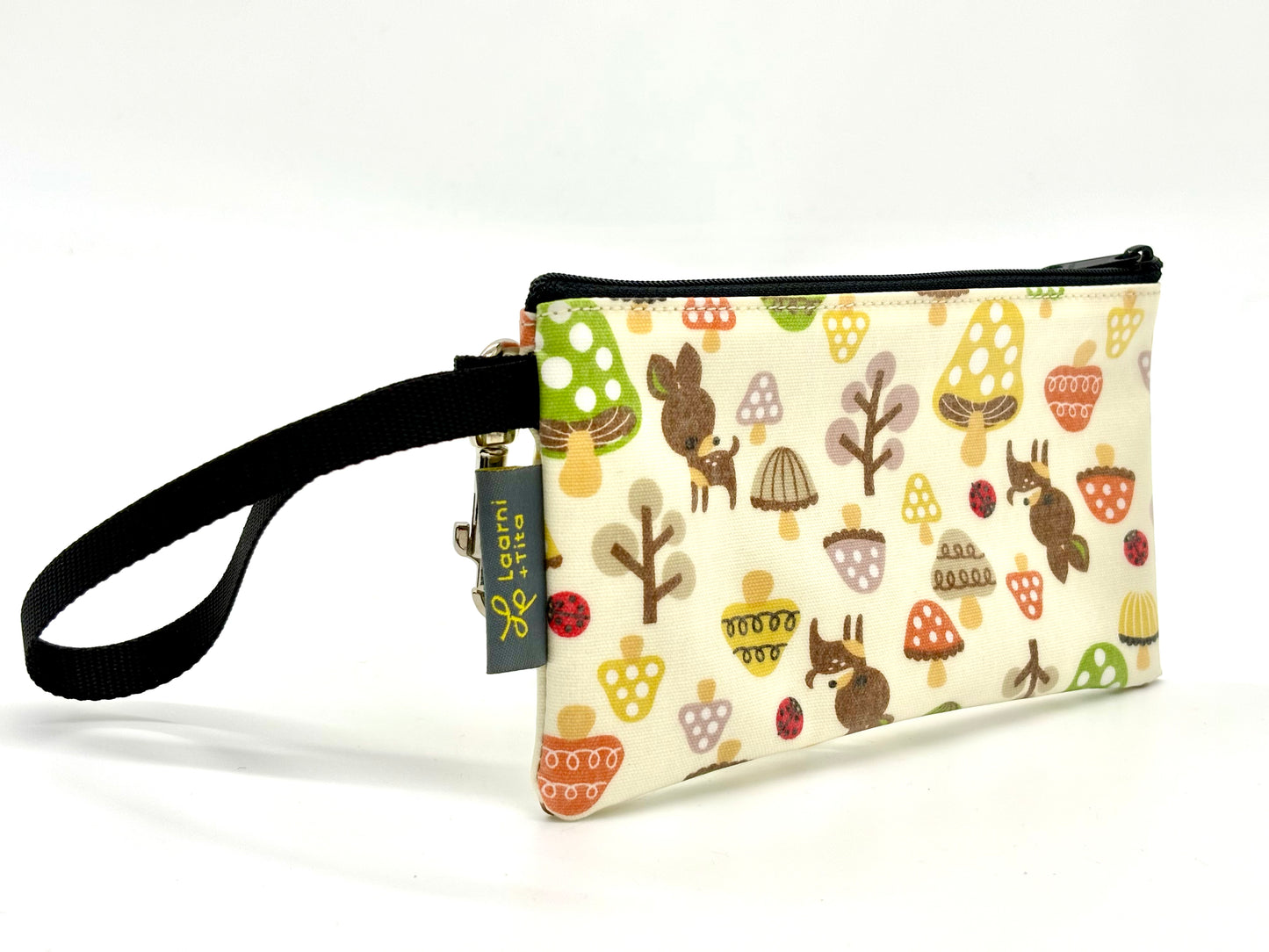 Small Wristlet in Green Mushrooms