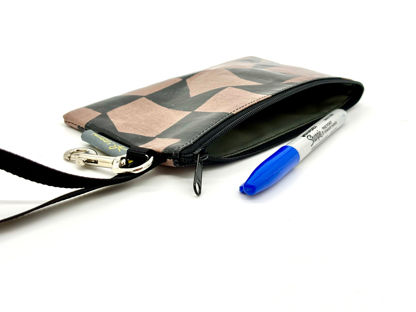 Small Wristlet in Black & Brown Graphics