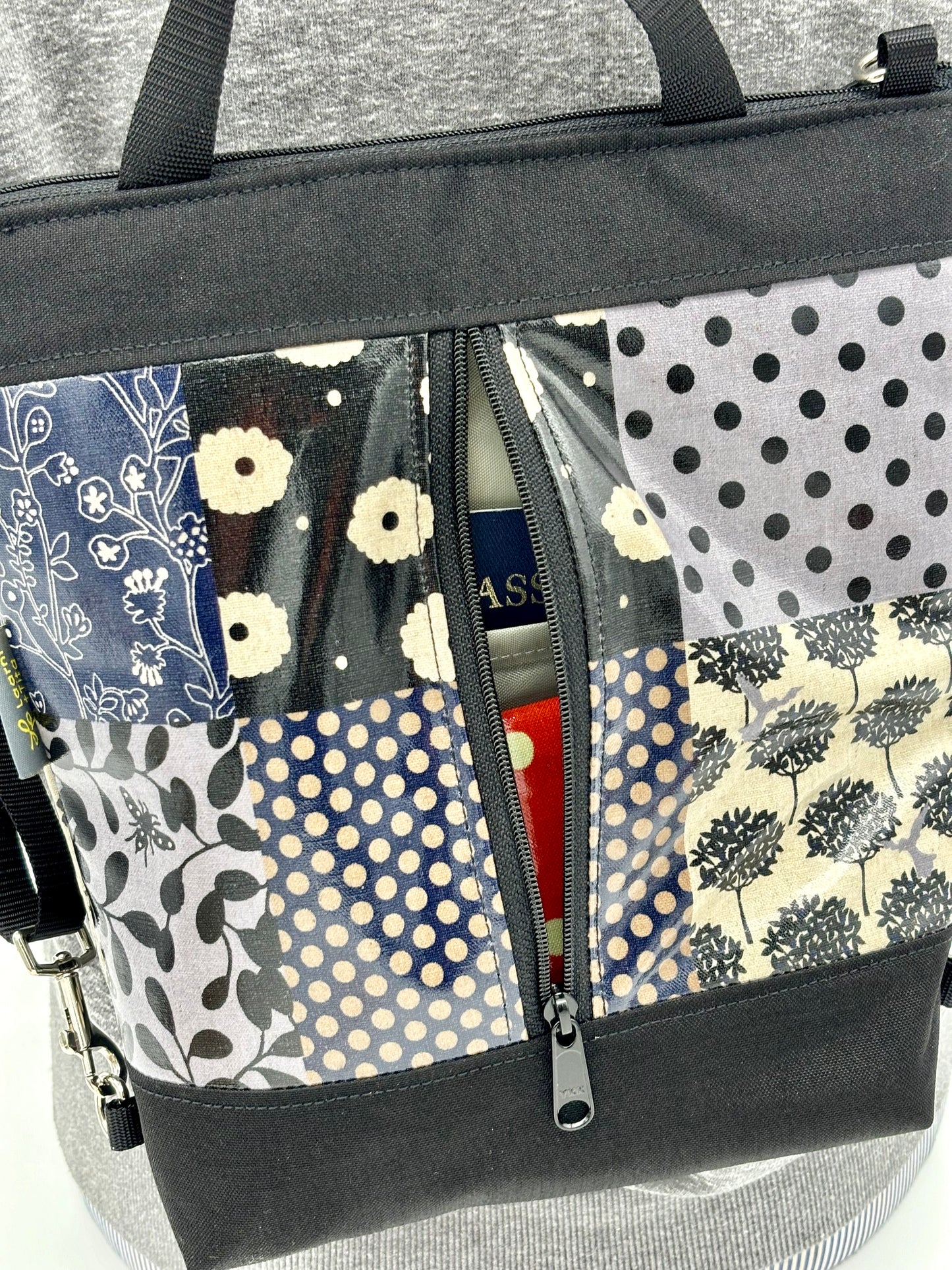 Backpack/Crossbody in Gray Bird Patchwork