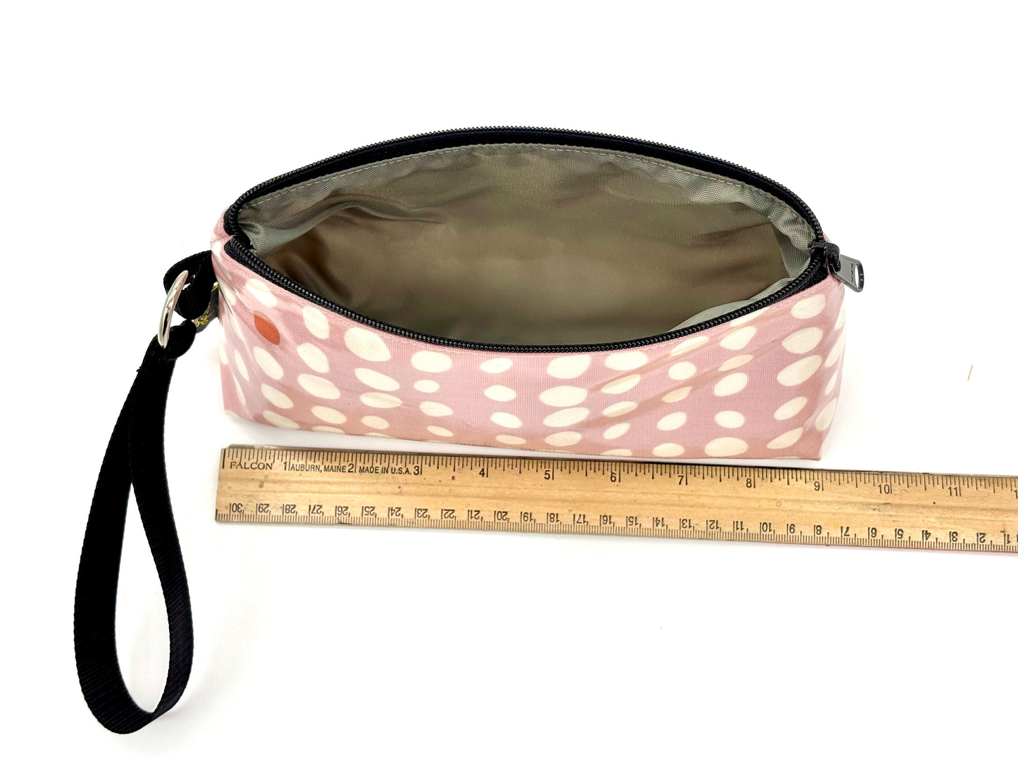 Medium Makeup Bag in Pink with random dots