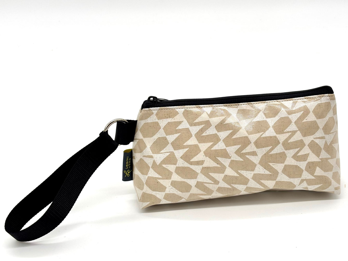 Medium Makeup Bag in Silver Cream Streamers