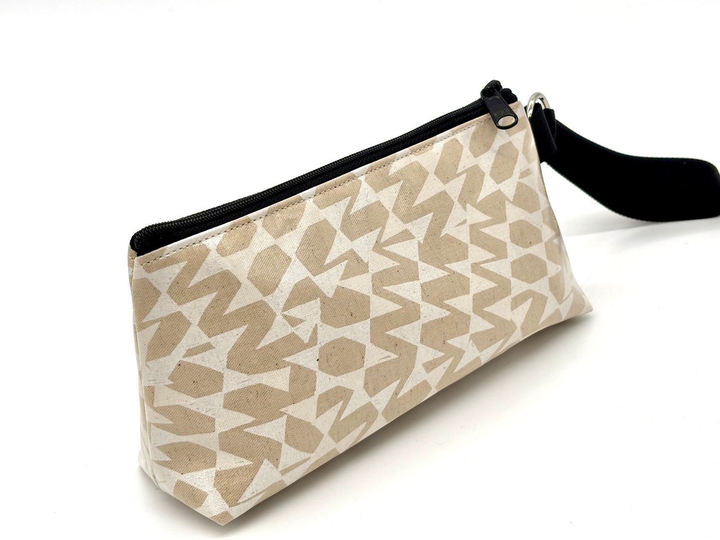 Medium Makeup Bag in Silver Cream Streamers