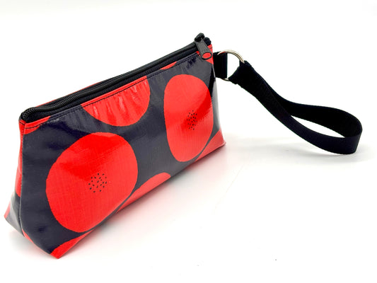 Medium Makeup Bag in Red Round with Dots