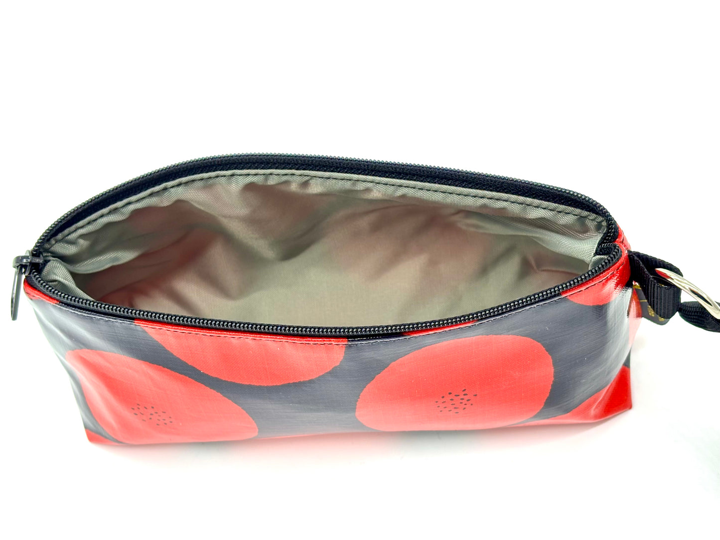 Medium Makeup Bag in Red Round with Dots