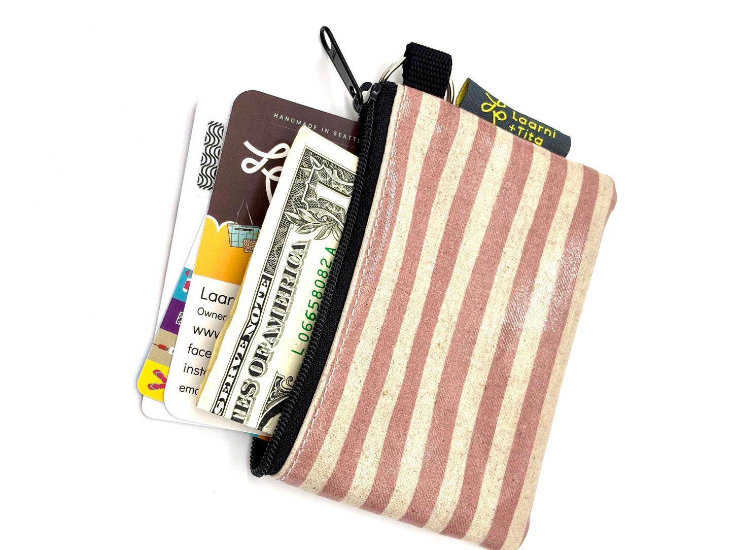 Coin Purse in Pink Stripes