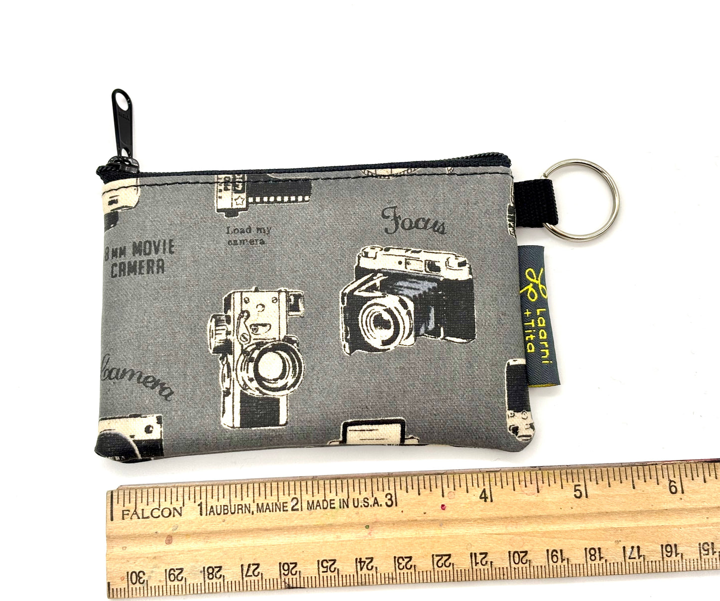 Coin Purse in Vintage Cameras Gray