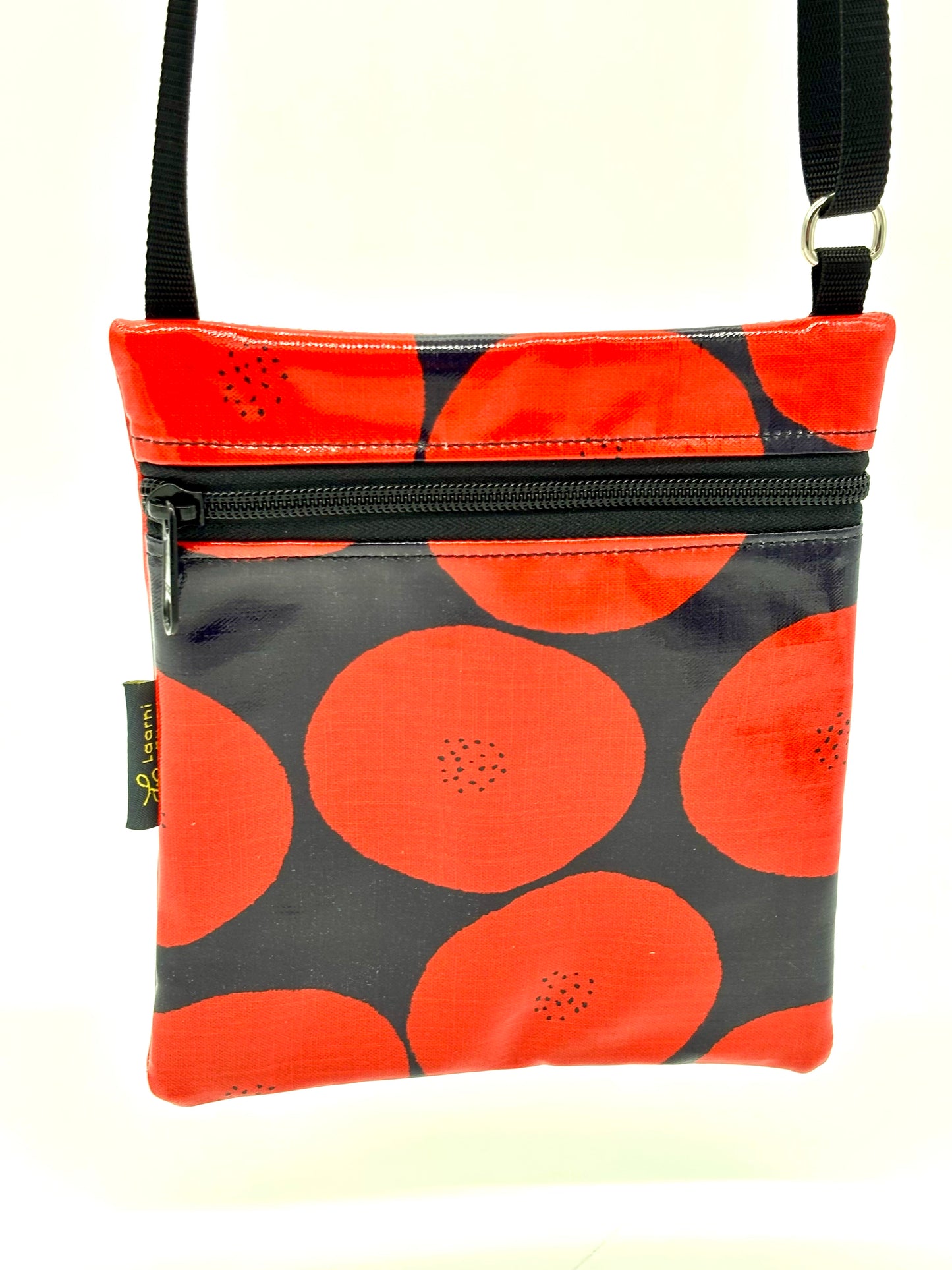 Small Travel Purse in Red Round with Dots
