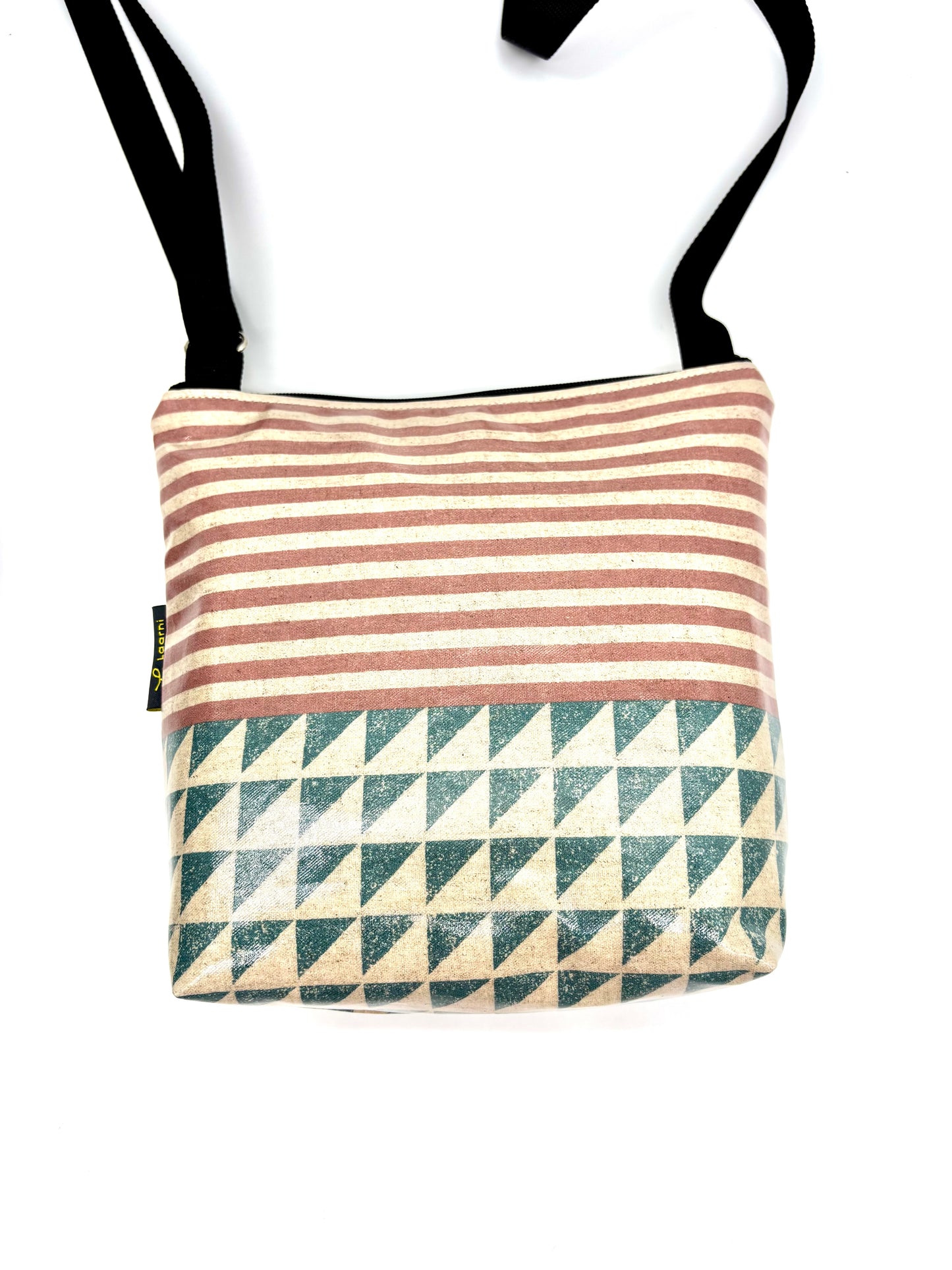 Medium Travel Purse in Pink/Green Stripes/Angles