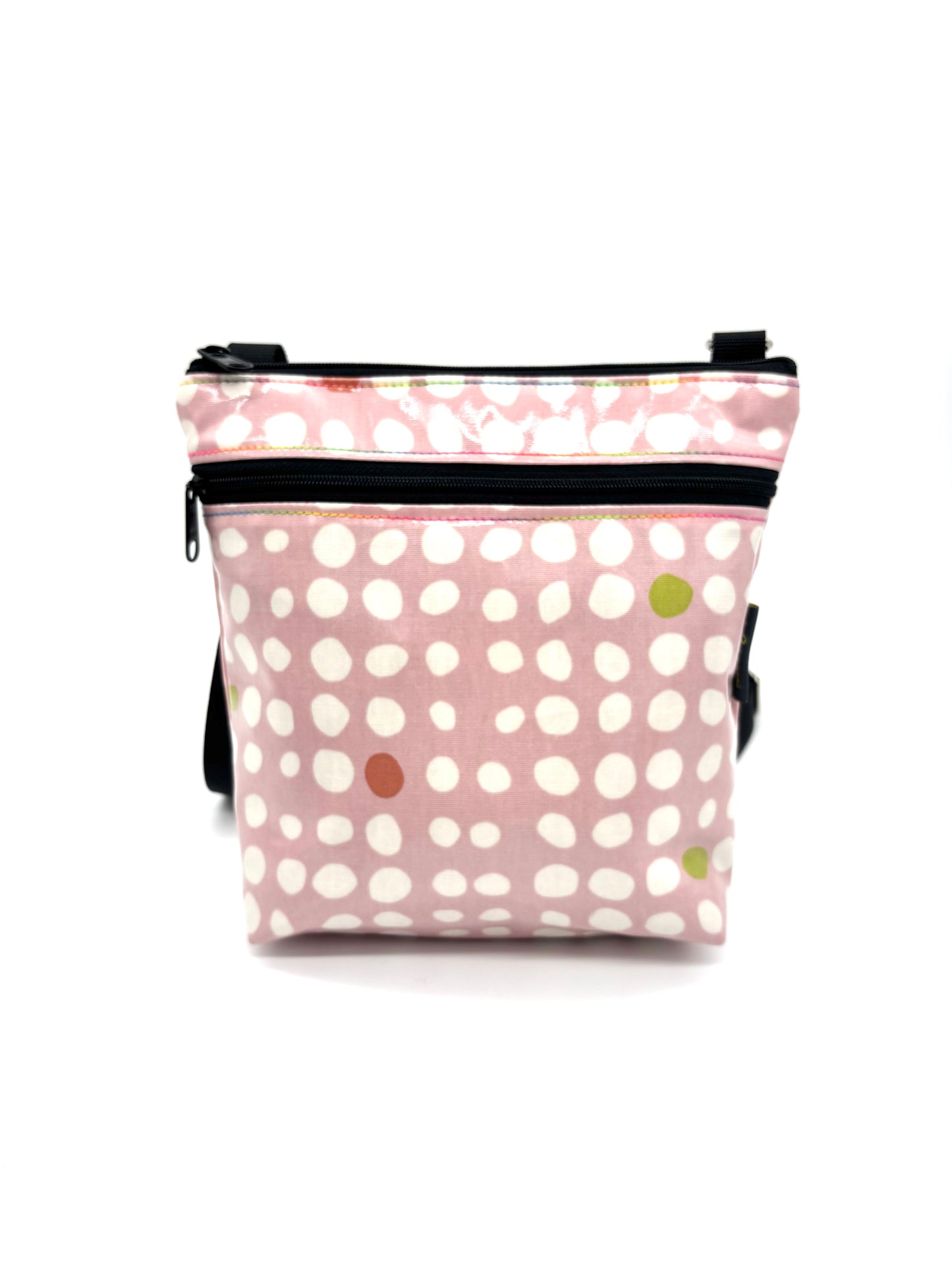 Medium Travel Purse in Pink with random dots