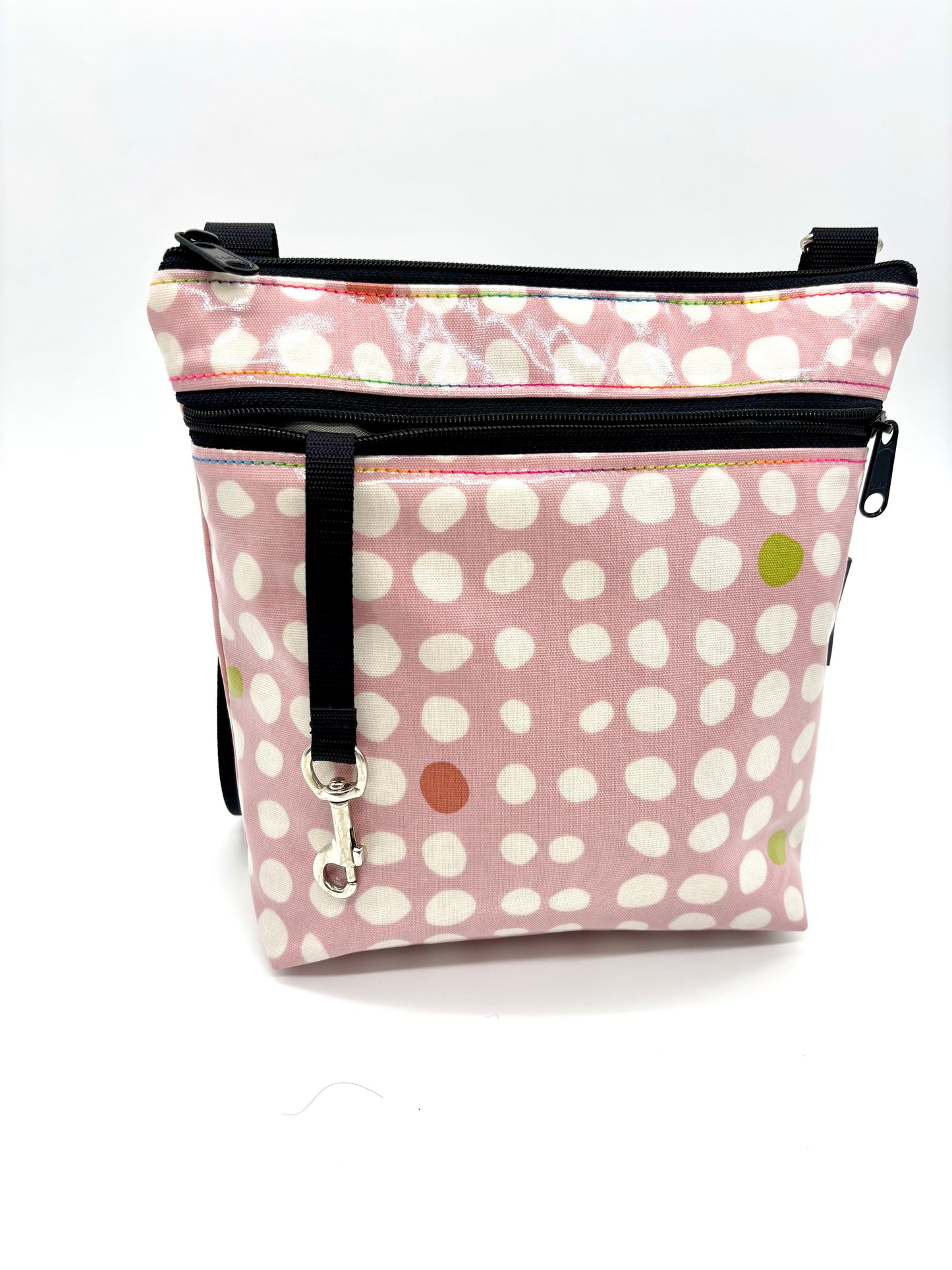 Medium Travel Purse in Pink with random dots