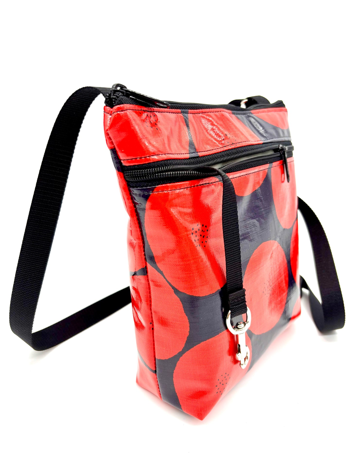 Medium Travel Purse in Red Round with Dots
