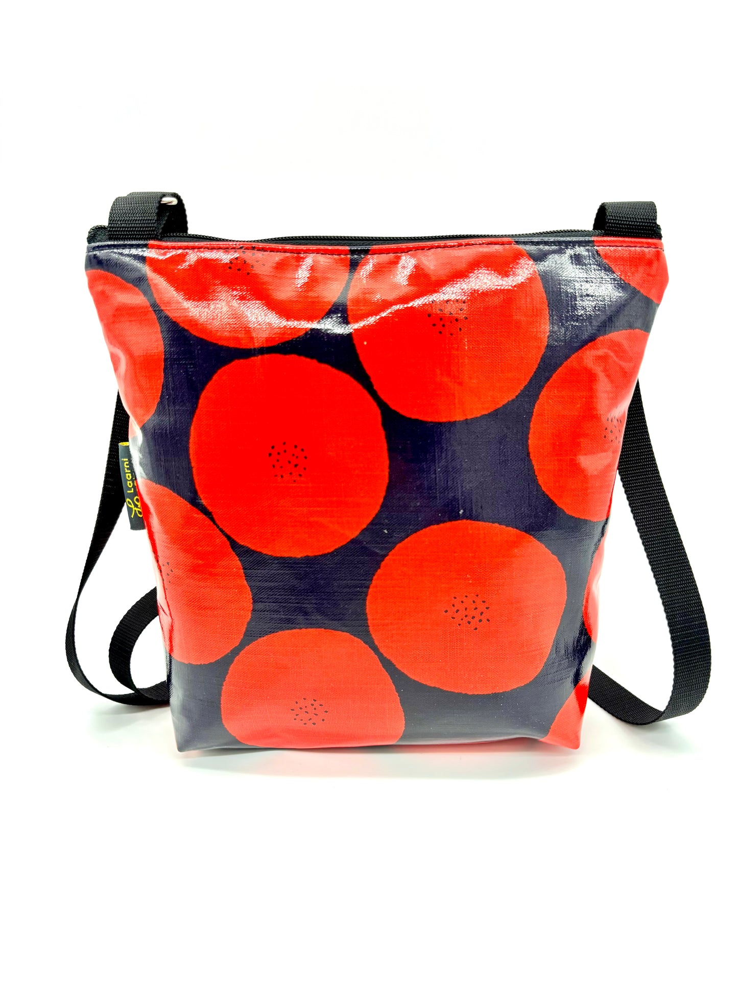 Medium Travel Purse in Red Round with Dots