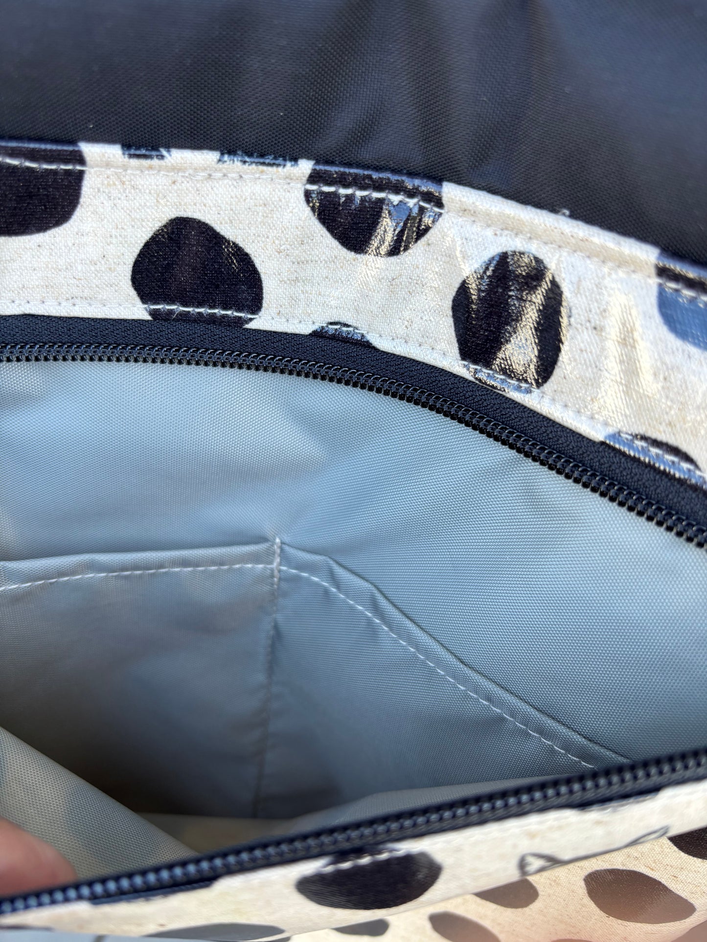 Tall Messenger Bag in Cat w/glasses Black Dots