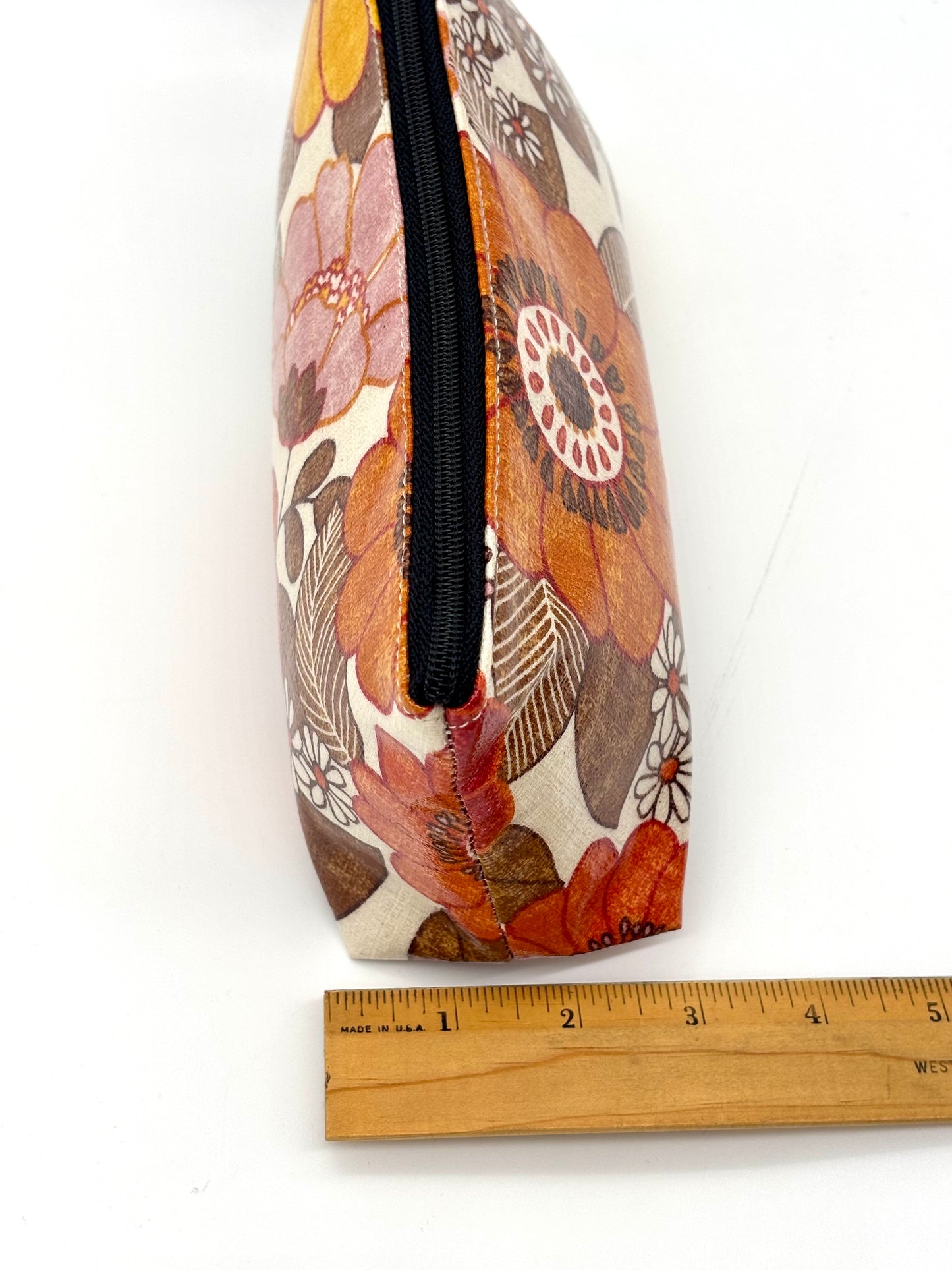 Medium Makeup Bag in Vintage Floral Orange