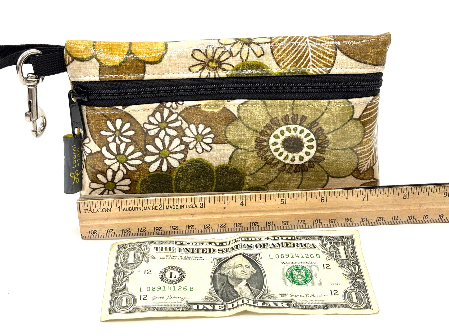 Large Wristlet in Vintage Floral in Green