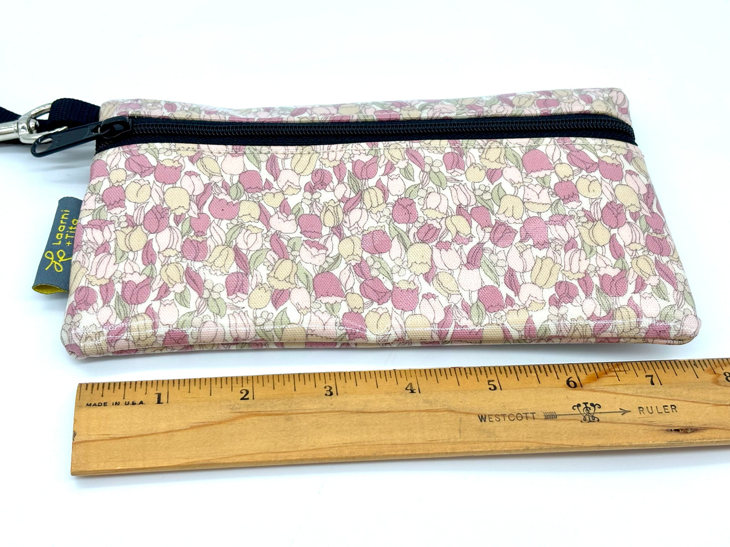 Medium Wristlet in Pink Tulips