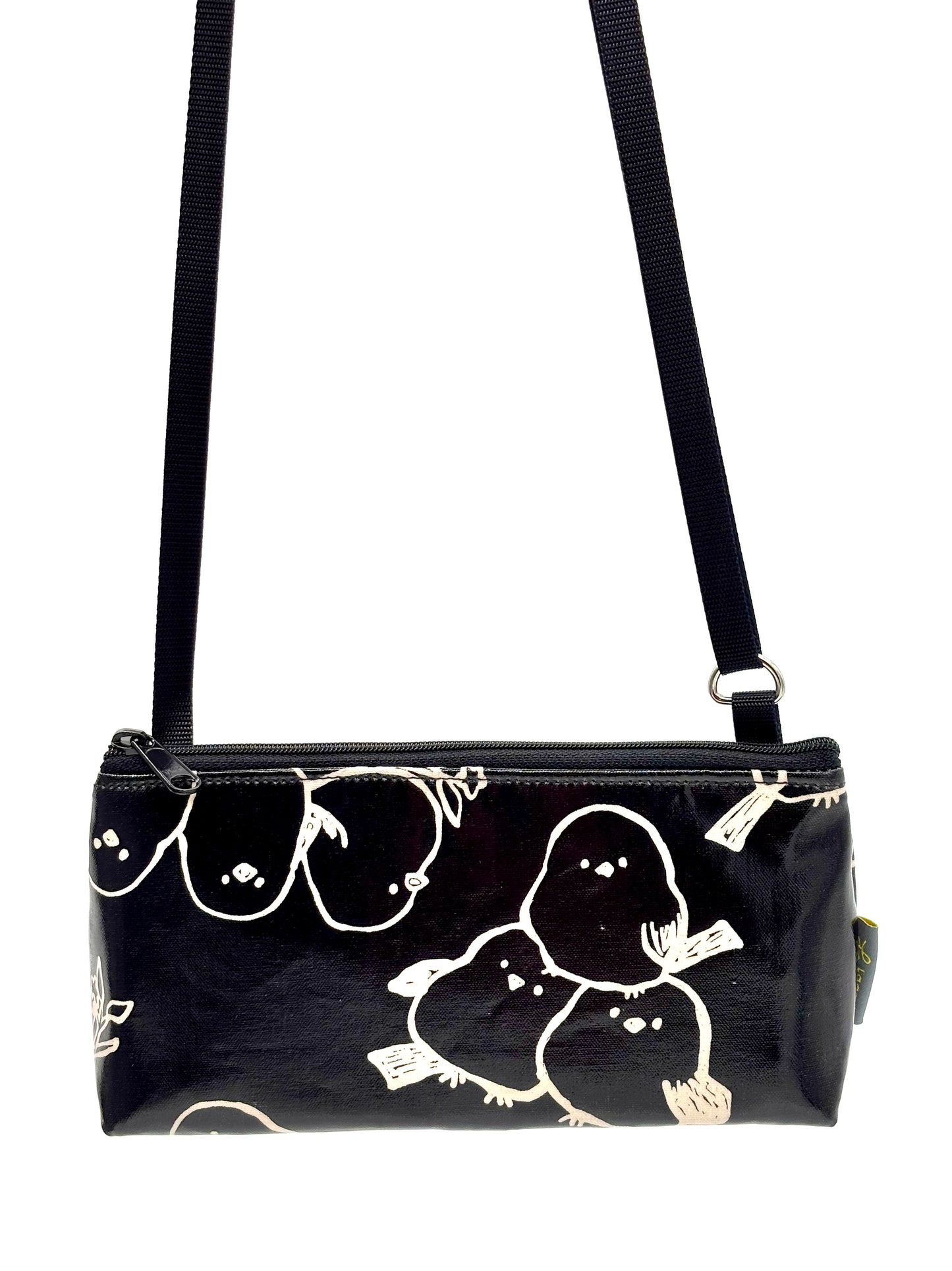Mini Purse in Black Puffy Birds