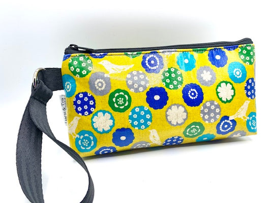 Medium Makeup Bag in Yellow Birds