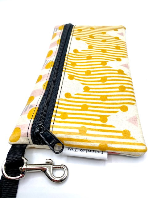 Large Wristlet in Chevron Dots