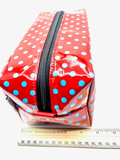Box Pouch in Red/Blue Polka Dots