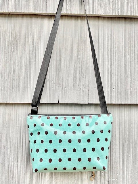 Alyssa Purse in Teal Polka Dots