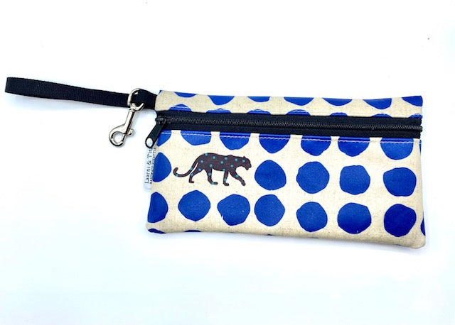 Large Wristlet in Blue Spotted Leopard