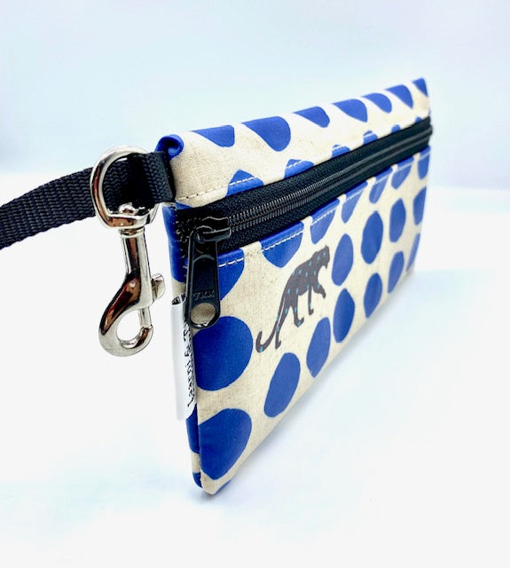 Large Wristlet in Blue Spotted Leopard