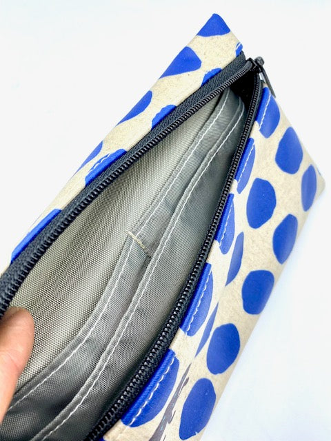 Large Wristlet in Blue Spotted Leopard