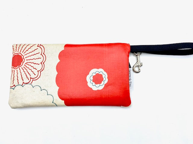 Large Wristlet in Red Flowers
