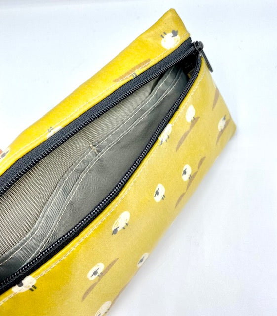 Large Wristlet in Sheep Print Yellow