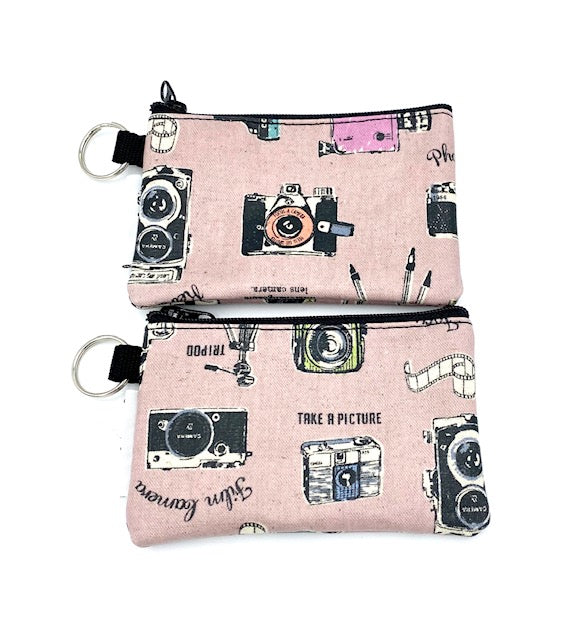 Coin Purse in Vintage Cameras Pink