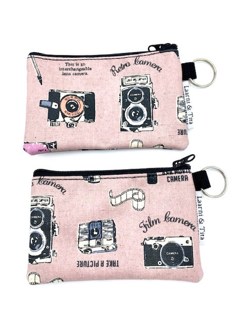 Coin Purse in Vintage Cameras Pink