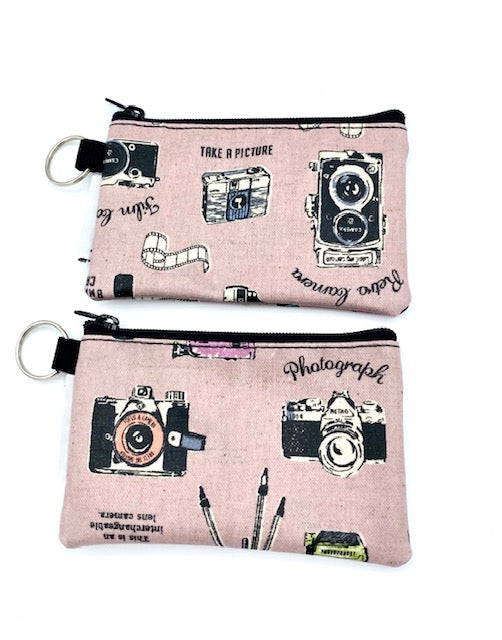 Coin Purse in Vintage Cameras Pink