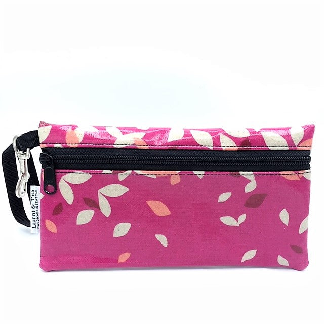 Large Wristlet in Pink Foliage