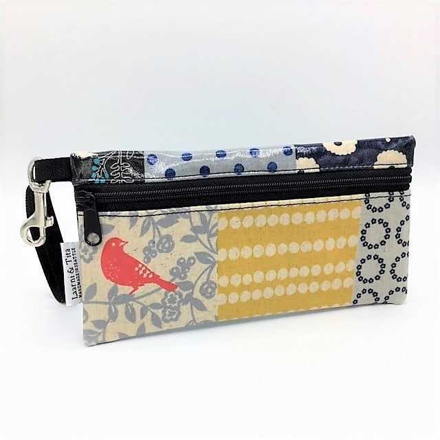 Large Wristlet in Red Bird Patchwork