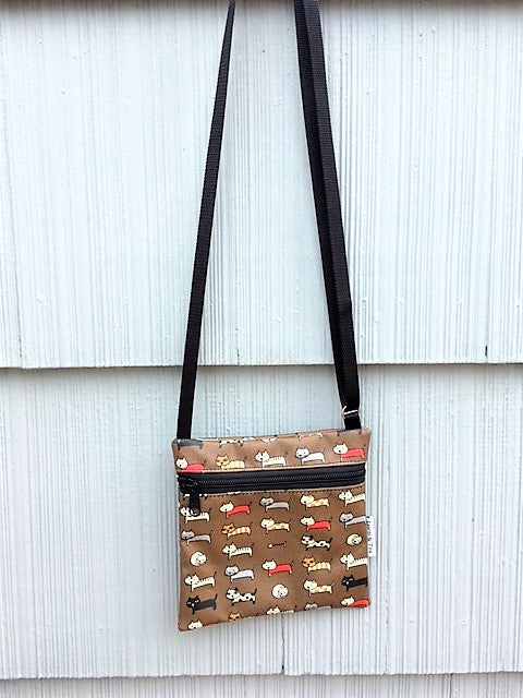Small Travel Purse in Brown Cats