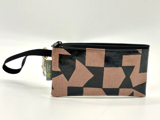 Small Wristlet in Black & Brown Graphics