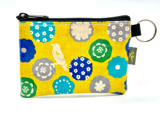 Coin Purse in Yellow Bird Print