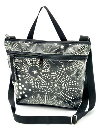 Large Travel Purse in Black Flowers