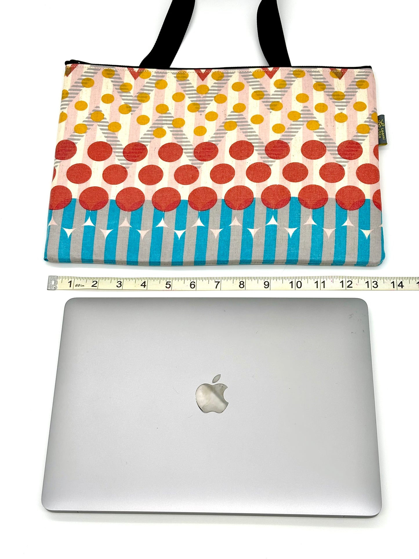 Laptop Sleeve in Yellow Chevron and Red Circles