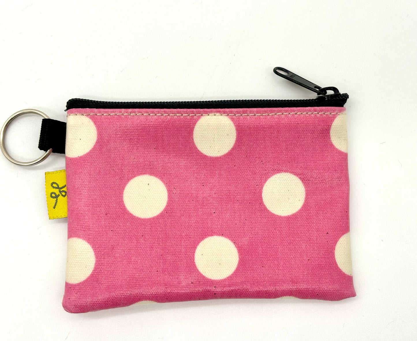 Coin Purse in White Pink Polka Dots