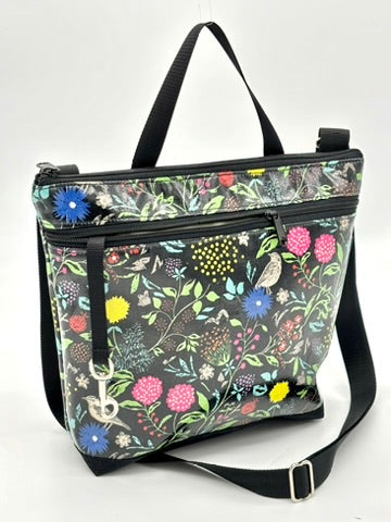 Large Travel Purse in Wildflowers Pink and Blue